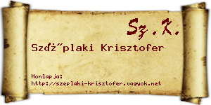 Széplaki Krisztofer névjegykártya