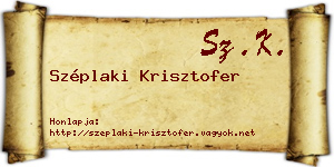 Széplaki Krisztofer névjegykártya